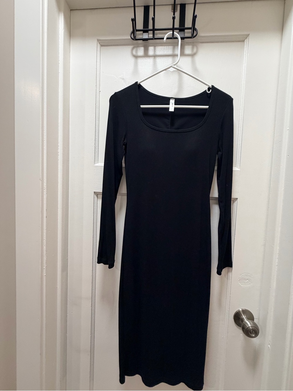Popilush Black Long Sleeve Shapewear Midi Dress | Sculpting Bodycon Dress - Picture 2 of 3